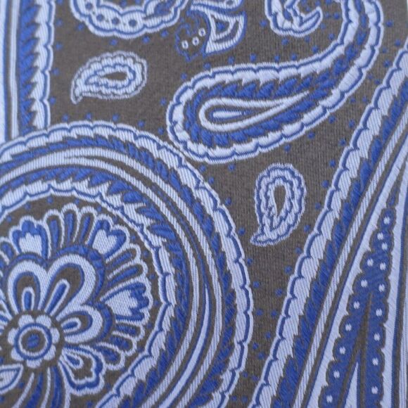 Express Design Studio Pewter Brown‎ Blue Paisley Woven Silk Tie - Picture 2 of 7
